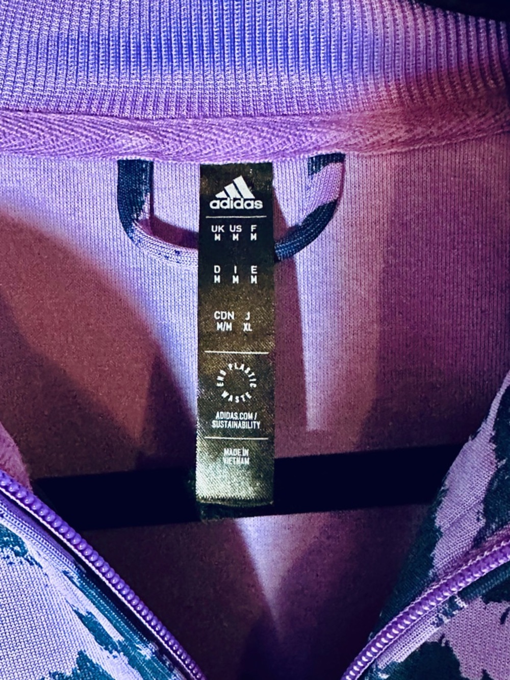Adidas Zip Up Track Jacket Women’s Size M Purple RN 88387 P-P 21” S-H 25” - Picture 5 of 5